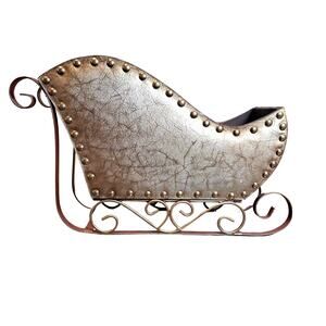 Sleigh Christmas Table Centerpiece Gold Flowers Fruit Candy Gifts Ornaments